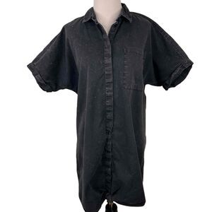 Noisy May Black Distressed Short Sleeve Shirt Dress Size Medium